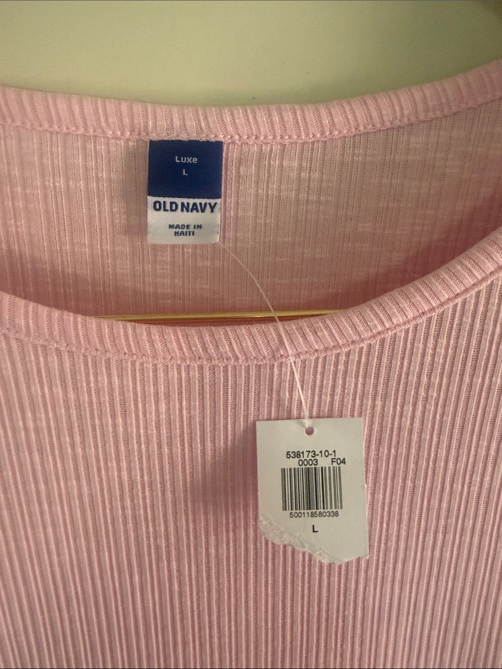 Old Navy Light Pink Ribbed Short Sleeve Tee Sz L NWT - Picture 2 of 4